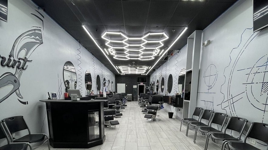 Barbershop with plenty of seating for haircuts