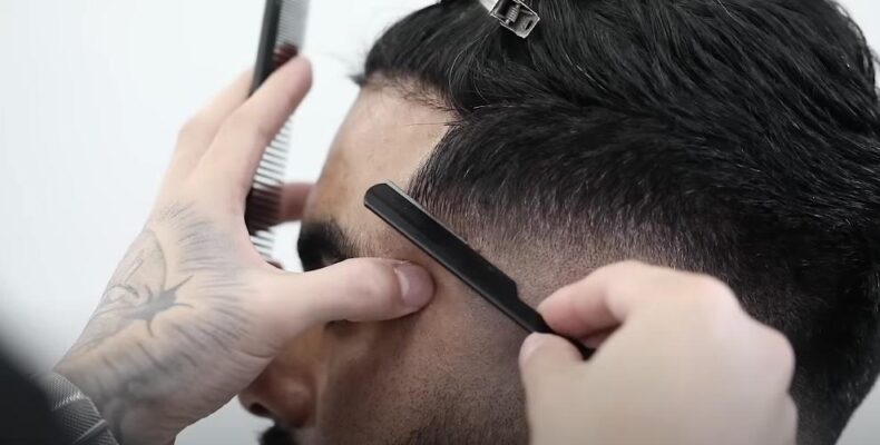 Man Getting a Side Hair Shave